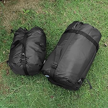 圧縮袋付き寝袋 ダークブルー PATIKIL 圧縮袋 25L防水寝袋用軽量圧縮収納袋 バックパッキング